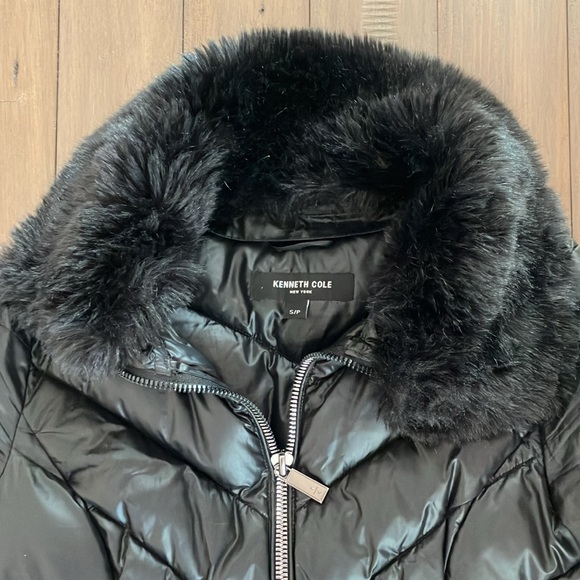 Kenneth Cole New York Womens Quilted Midi Puffer Coat Black Size S - Picture 2 of 8